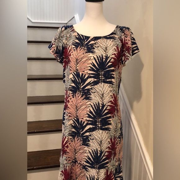 KARL LAGERFELD Paris Women’s MultiColor Flutter Sleeve Dress w. Ruffle Hem Sz 12 - Picture 2 of 13